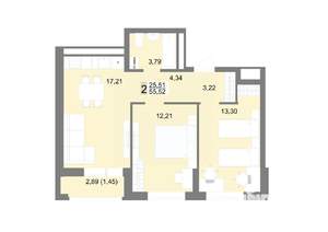 2-к квартира, вторичка, 56м2, 22/22 этаж