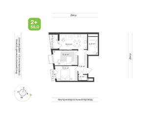 2-к квартира, вторичка, 58м2, 5/24 этаж