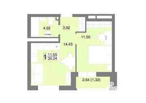 1-к квартира, вторичка, 35м2, 21/22 этаж