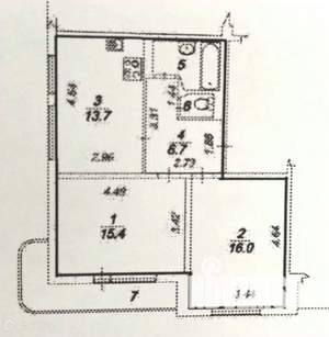 2-к квартира, вторичка, 56м2, 6/16 этаж