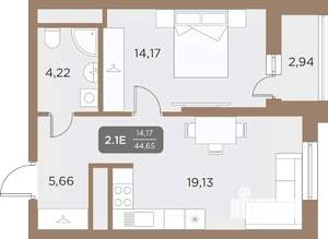 2-к квартира, вторичка, 45м2, 5/24 этаж