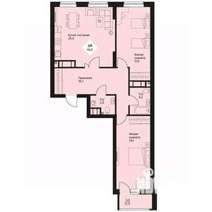 2-к квартира, вторичка, 89м2, 20/25 этаж