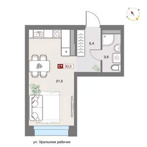 Студия квартира, вторичка, 31м2, 3/8 этаж