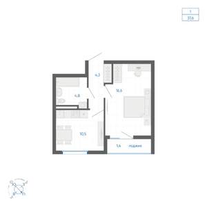 1-к квартира, вторичка, 38м2, 10/10 этаж