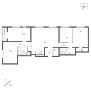 4-к квартира, вторичка, 113м2, 6/15 этаж