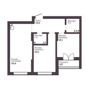 2-к квартира, вторичка, 70м2, 21/30 этаж