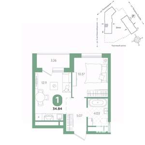 1-к квартира, вторичка, 35м2, 11/24 этаж