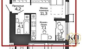 Студия квартира, вторичка, 28м2, 4/25 этаж