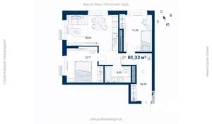 2-к квартира, вторичка, 61м2, 12/31 этаж