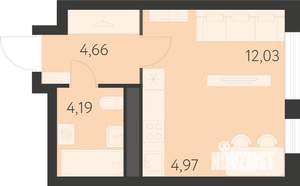 Студия квартира, вторичка, 26м2, 25/25 этаж