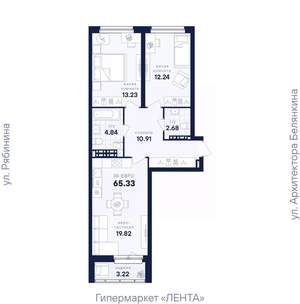 2-к квартира, вторичка, 65м2, 11/26 этаж