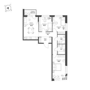 3-к квартира, вторичка, 79м2, 8/9 этаж