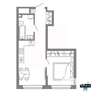 1-к квартира, вторичка, 35м2, 30/32 этаж