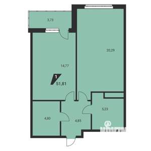 2-к квартира, вторичка, 52м2, 18/25 этаж