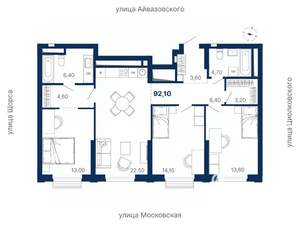 3-к квартира, вторичка, 92м2, 16/29 этаж