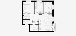 3-к квартира, вторичка, 65м2, 15/22 этаж