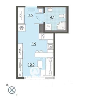 Студия квартира, вторичка, 23м2, 16/24 этаж