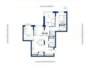 3-к квартира, вторичка, 83м2, 7/33 этаж