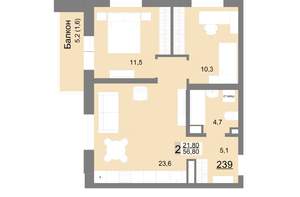 2-к квартира, вторичка, 57м2, 26/26 этаж