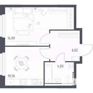 1-к квартира, вторичка, 36м2, 15/30 этаж