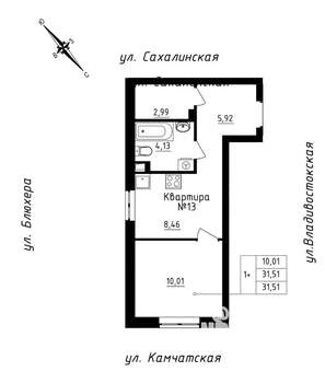 Студия квартира, строящийся дом, 32м2, 2/25 этаж
