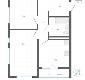2-к квартира, вторичка, 52м2, 17/32 этаж