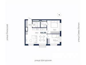 2-к квартира, вторичка, 64м2, 17/21 этаж