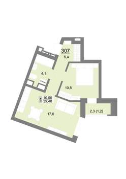 1-к квартира, вторичка, 39м2, 12/18 этаж