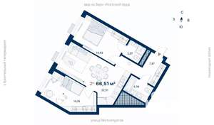 2-к квартира, вторичка, 67м2, 20/31 этаж