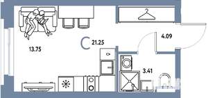 Студия квартира, вторичка, 21м2, 7/20 этаж