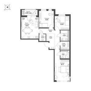 3-к квартира, вторичка, 93м2, 8/10 этаж