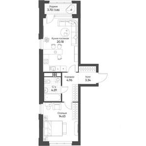 1-к квартира, вторичка, 49м2, 2/16 этаж