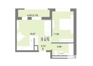 1-к квартира, строящийся дом, 40м2, 3/22 этаж