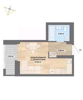 Студия квартира, строящийся дом, 25м2, 5/26 этаж