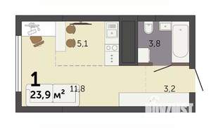 Студия квартира, строящийся дом, 24м2, 30/32 этаж