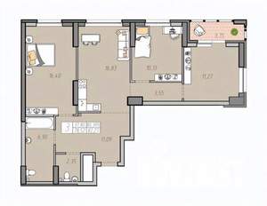 3-к квартира, сданный дом, 80м2, 25/33 этаж