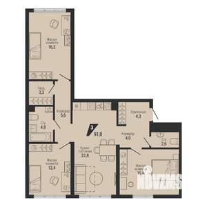 3-к квартира, вторичка, 92м2, 2/31 этаж