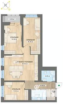 3-к квартира, строящийся дом, 89м2, 23/26 этаж
