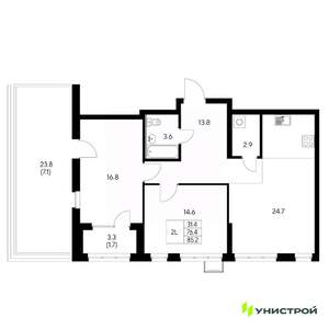 2-к квартира, вторичка, 85м2, 17/31 этаж