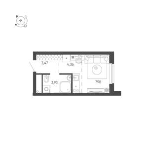 Студия квартира, строящийся дом, 20м2, 1/24 этаж
