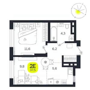 2-к квартира, вторичка, 38м2, 10/27 этаж