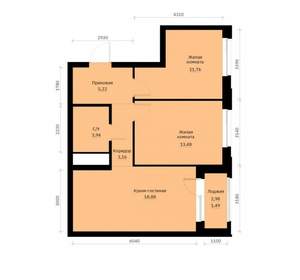 2-к квартира, вторичка, 58м2, 13/30 этаж