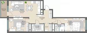 2-к квартира, строящийся дом, 85м2, 4/28 этаж