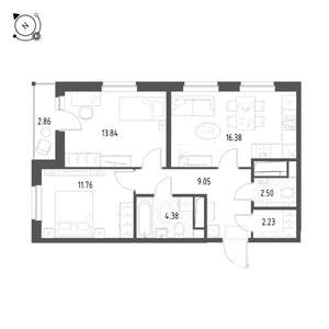 2-к квартира, вторичка, 61м2, 12/25 этаж