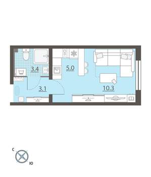 Студия квартира, вторичка, 22м2, 2/8 этаж