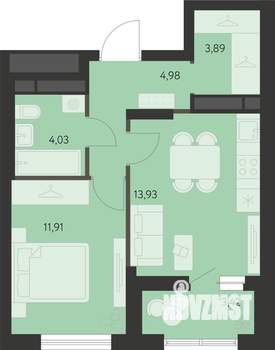 1-к квартира, вторичка, 40м2, 16/21 этаж
