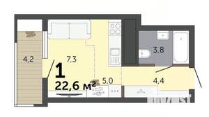 Студия квартира, строящийся дом, 23м2, 15/19 этаж