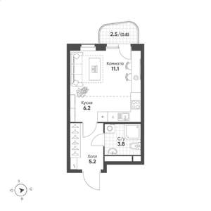 Студия квартира, вторичка, 27м2, 12/15 этаж