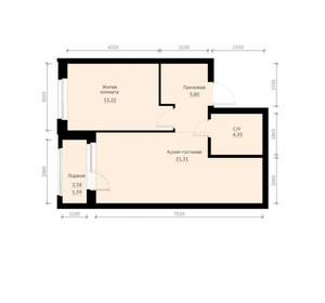 1-к квартира, вторичка, 46м2, 23/30 этаж