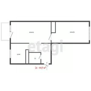 2-к квартира, вторичка, 44м2, 3/5 этаж